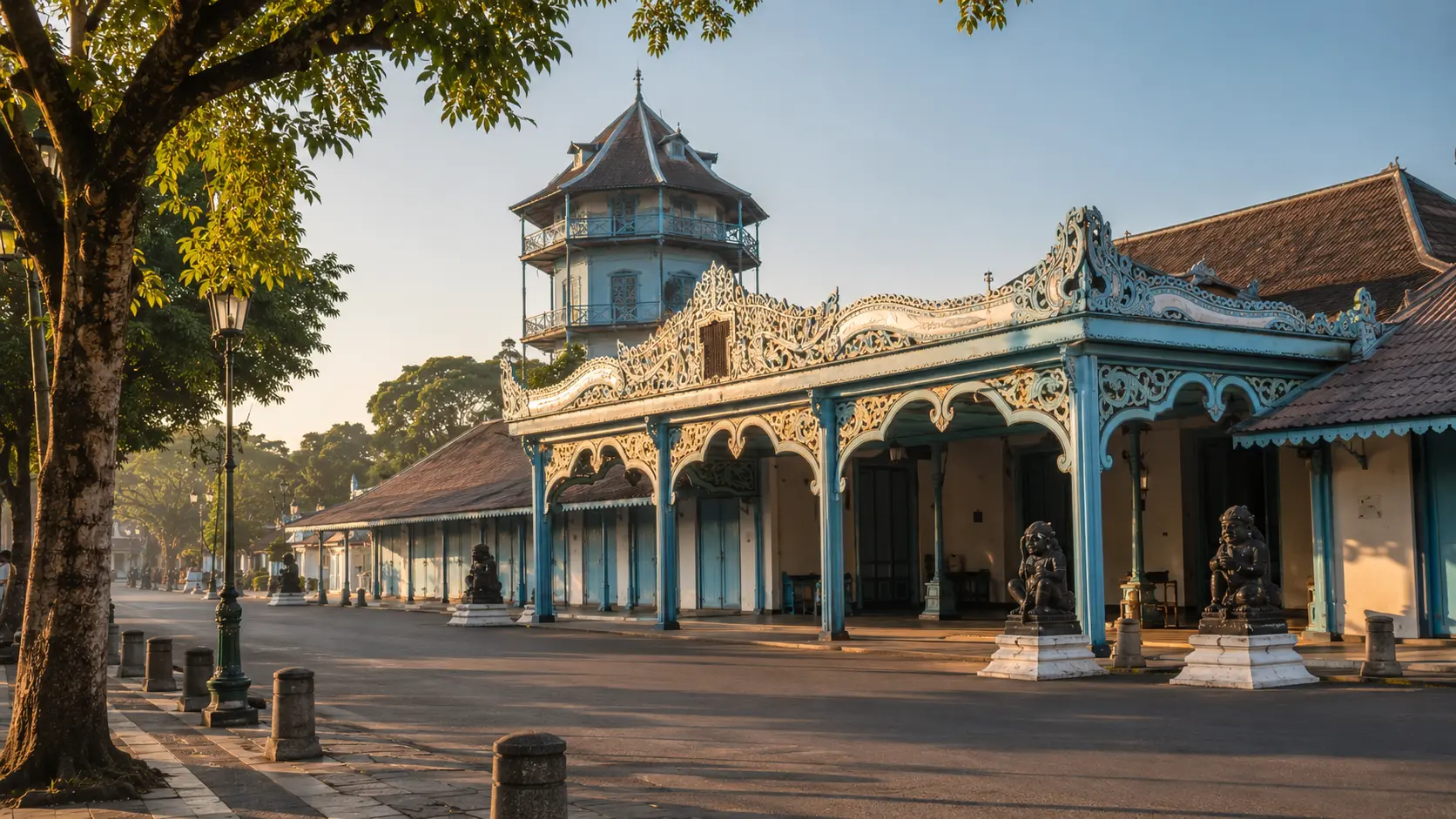 Suasana kawasan Keraton Surakarta pada pagi hari.