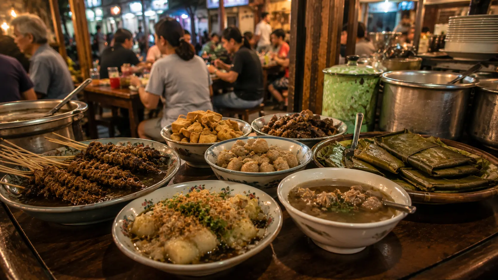 Suasana menikmati kuliner khas Semarang di warung tradisional.